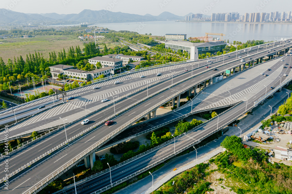 overpass with highway in city