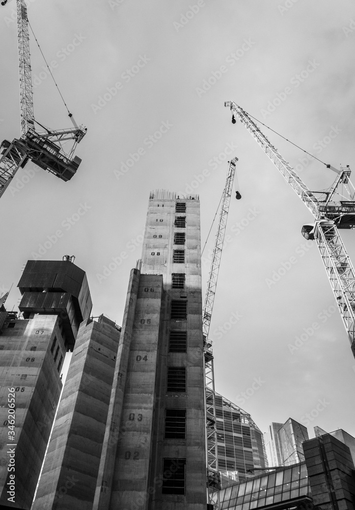 Building under construction.
Black and white picture of a building under construction. You can see a