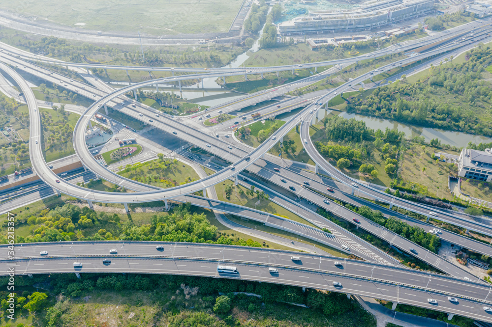 overpass with highway in city