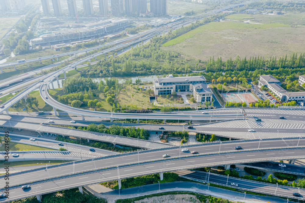 overpass with highway in city