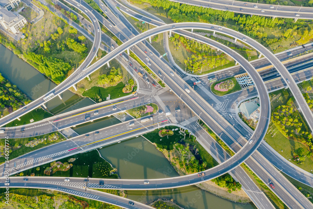 overpass with highway in city