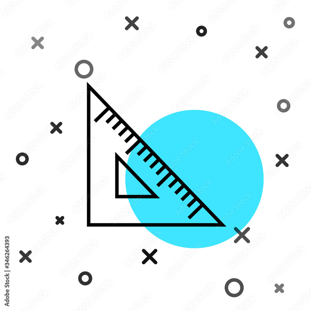 黑色线条三角形标尺图标隔离在白色背景上。斜视符号。几何符号