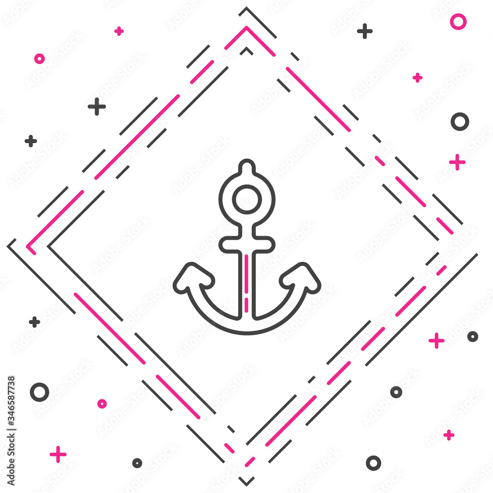 Line Anchor icon isolated on white background. Colorful outline concept. Vector Illustration