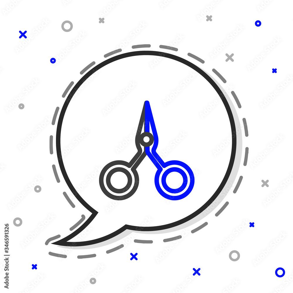 Line Scissors icon isolated on white background. Cutting tool sign. Colorful outline concept. Vector