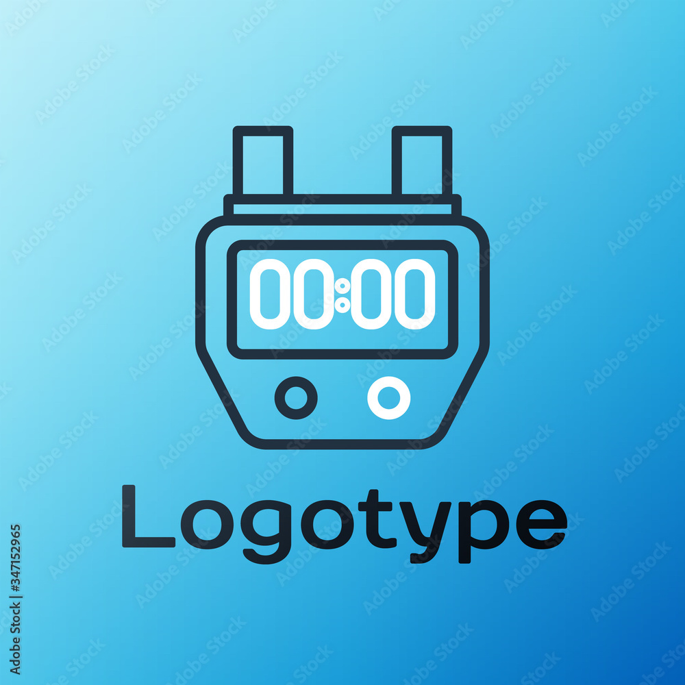 Line Stopwatch icon isolated on blue background. Time timer sign. Chronometer sign. Colorful outline