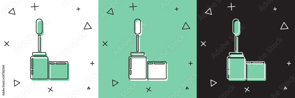 Set Mascara brush icon isolated on white and green, black background.  Vector Illustration