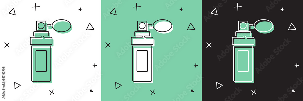 Set Perfume icon isolated on white and green, black background.  Vector Illustration