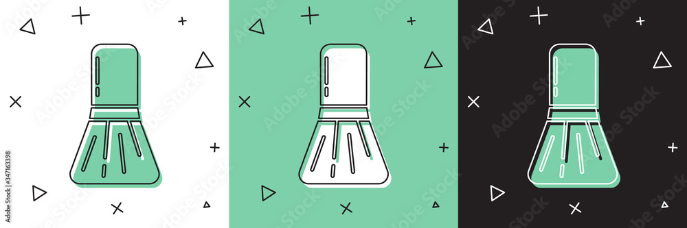 Set Makeup brush icon isolated on white and green, black background.  Vector Illustration