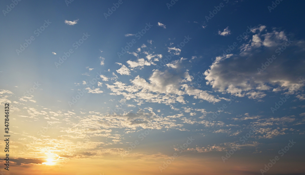 beautiful blue sky in sunrise with white clouds