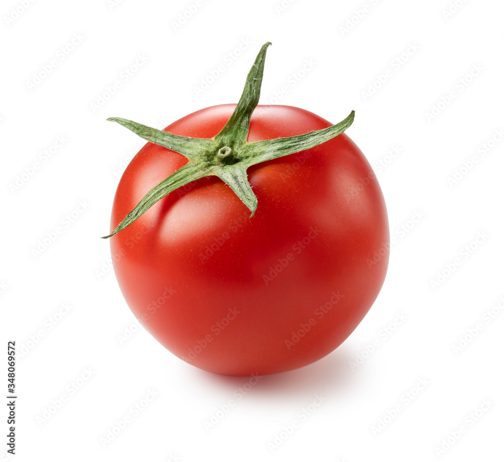 Tomatoes placed on a white background