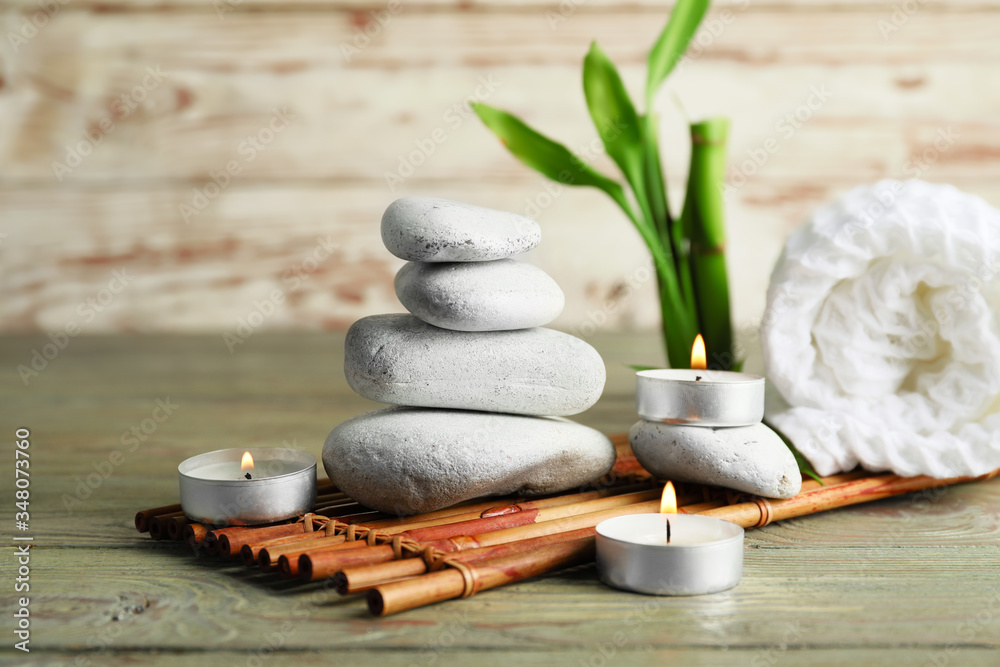 Beautiful spa composition on wooden background