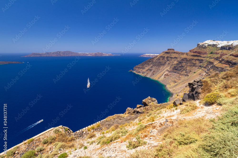 White architecture of Fira town on Santorini island, Greece