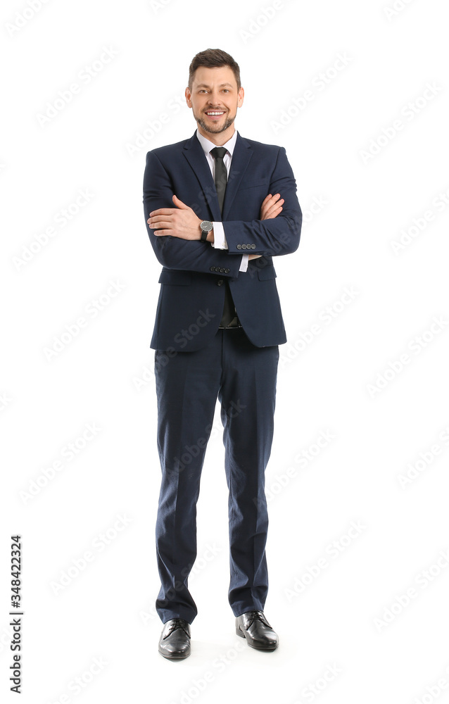 Portrait of handsome businessman on white background