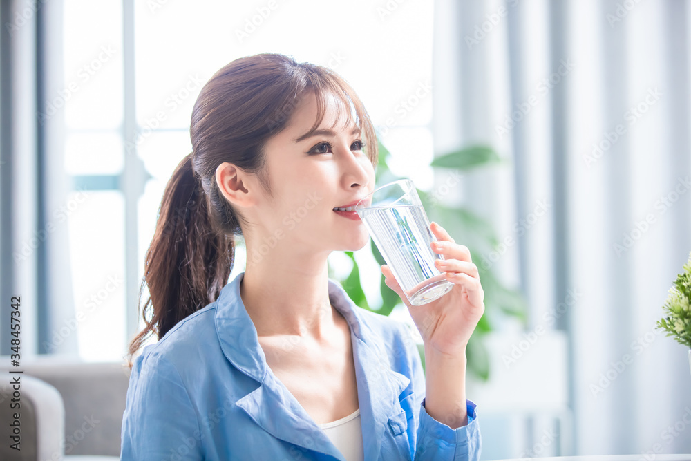 Asian woman drink water