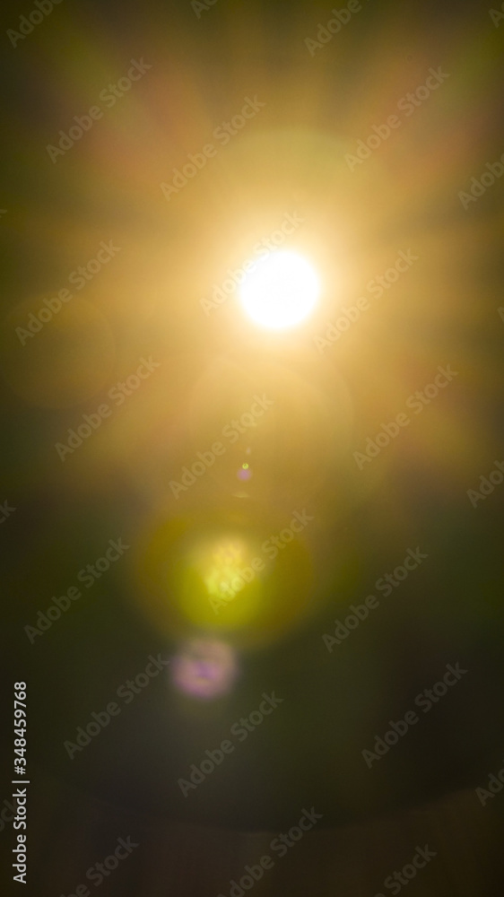 Abstract Natural Sun flare on the black