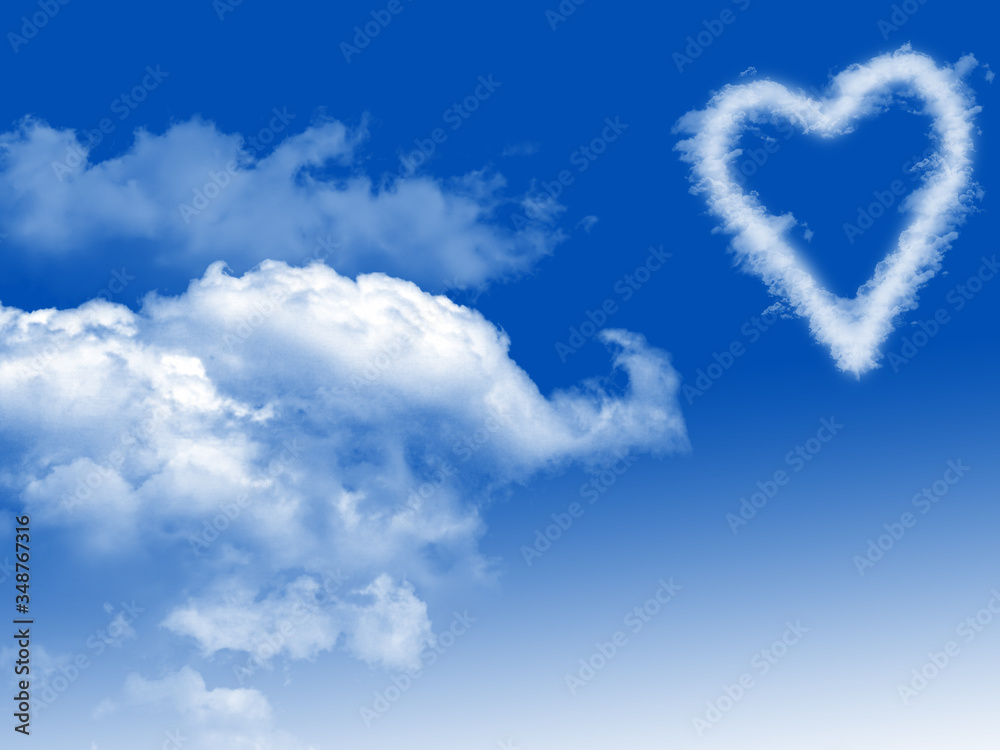 clouds  heart shape in blue sky