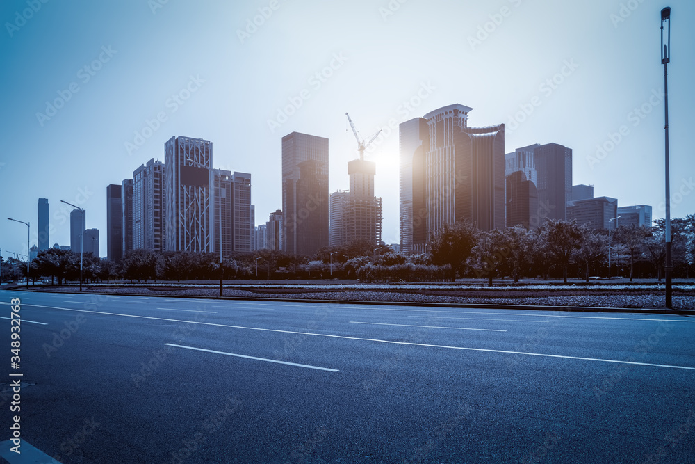 Skyscrapers and road ground in Shenzhen