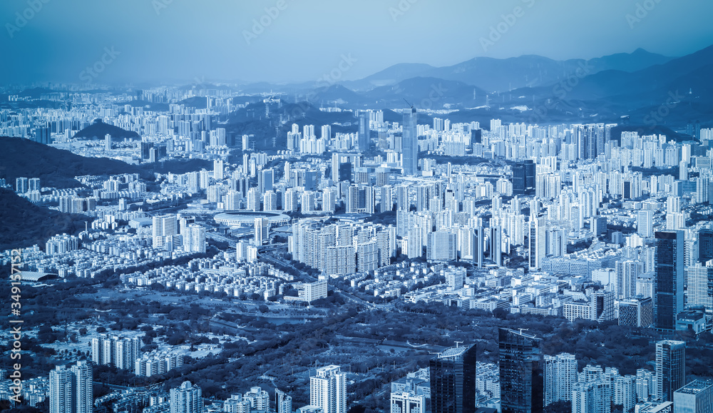 Aerial view of Shenzhen city landscape