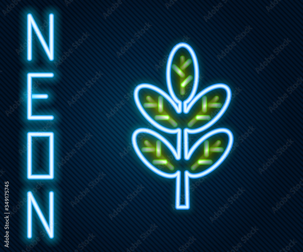 Glowing neon line Leaf icon isolated on black background. Leaves sign. Fresh natural product symbol.