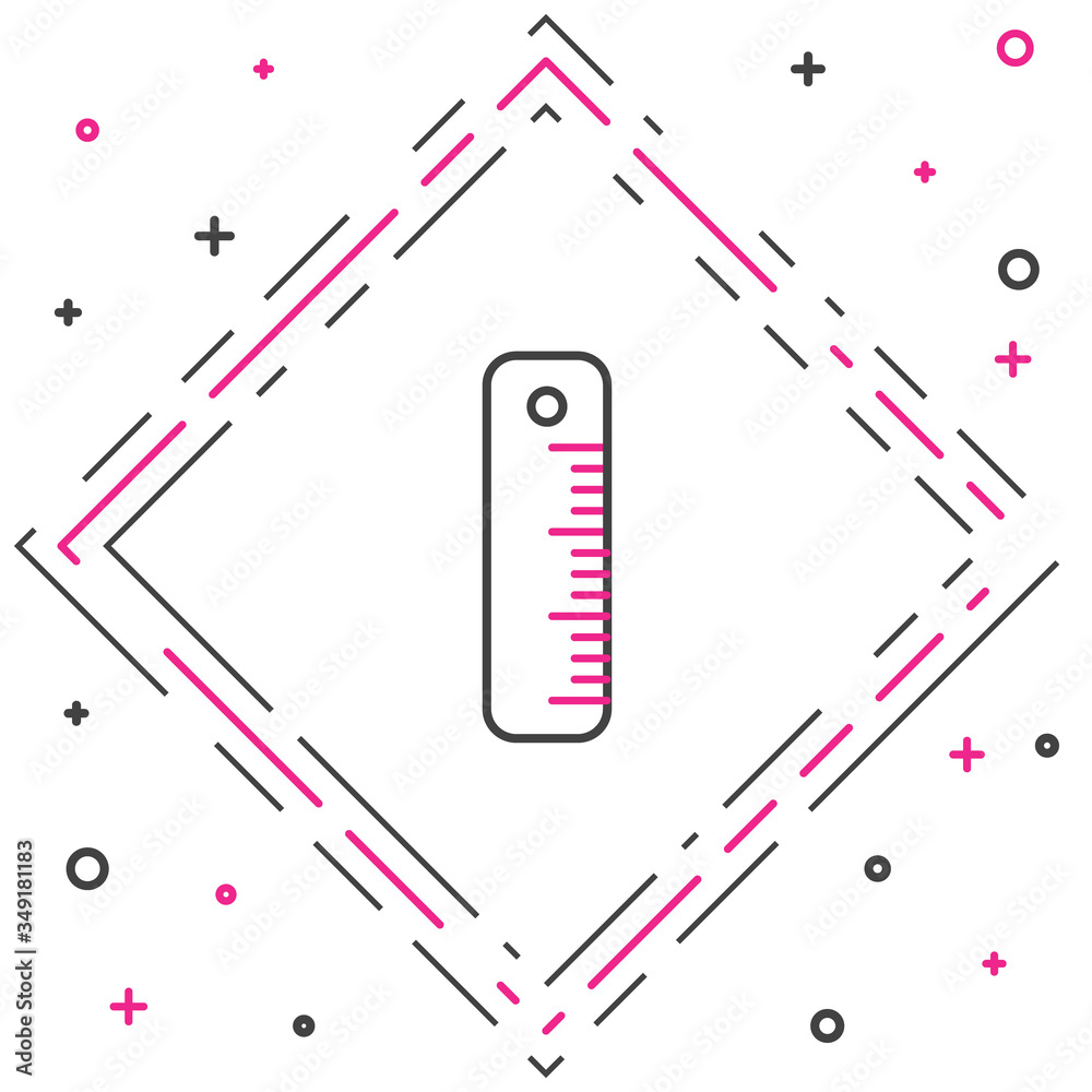 线条标尺图标隔离在白色背景上。斜视符号。彩色轮廓概念。矢量