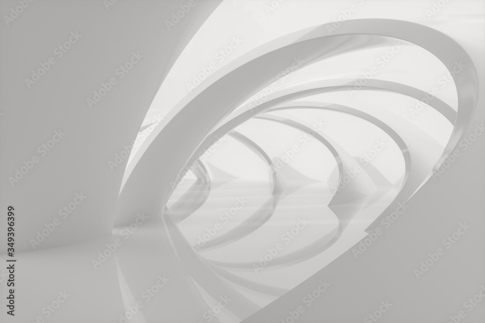 Bright curve architectural structure, 3d rendering.