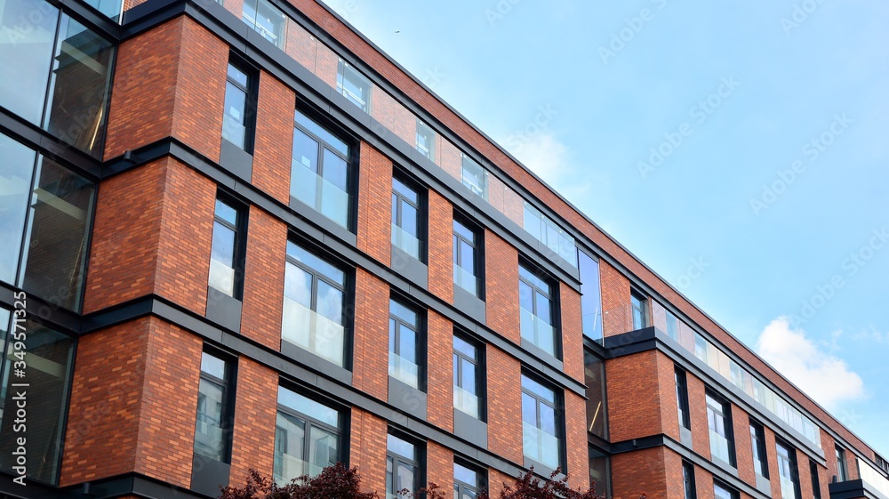 Modern European residential apartment buildings quarter. Abstract architecture, fragment of modern u