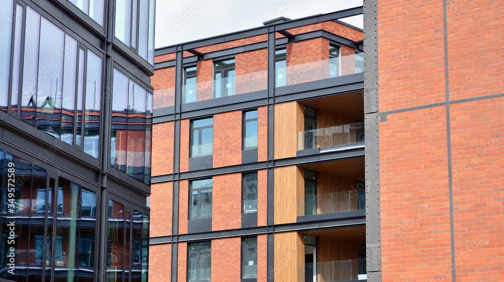 Modern European residential apartment buildings quarter. Abstract architecture, fragment of modern u