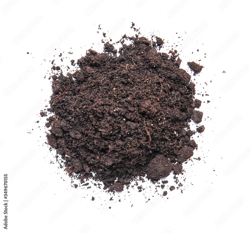 Heap of soil on white background