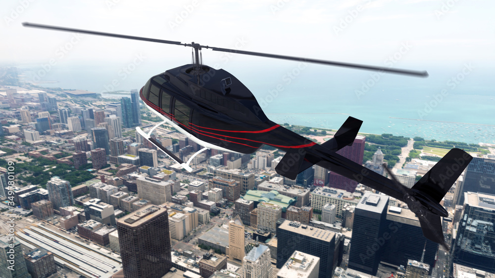 Privat helicopter. Render 3d. Illustration.