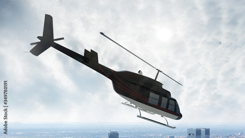 Privat helicopter. Render 3d. Illustration.