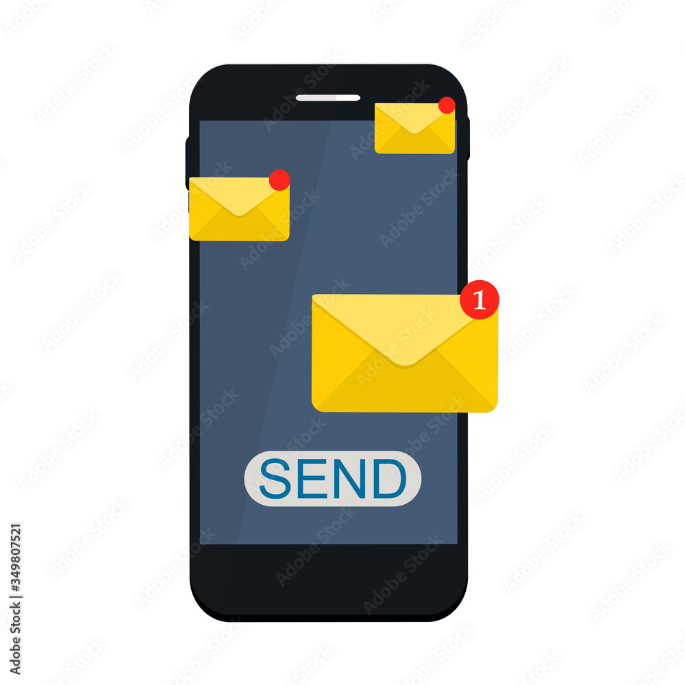 New Email  on the smartphone screen notification concept. Vector