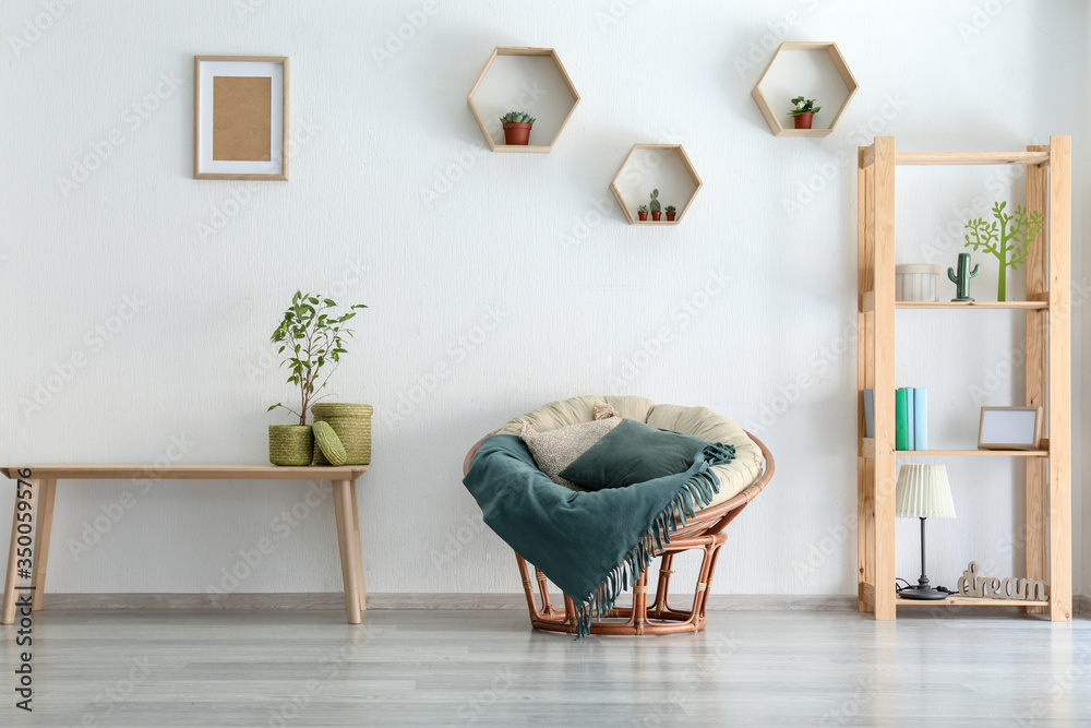 Interior of modern room with comfortable armchair