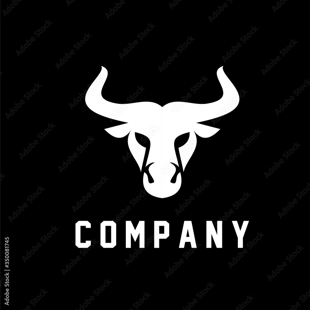 Bull head abstract simple modern black logo icon design illustration isolated background