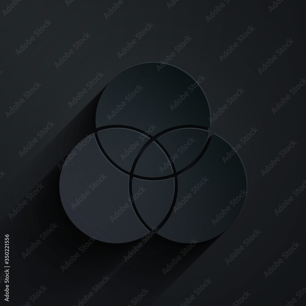 Paper cut RGB and CMYK color mixing icon isolated on black background. Paper art style. Vector Illus