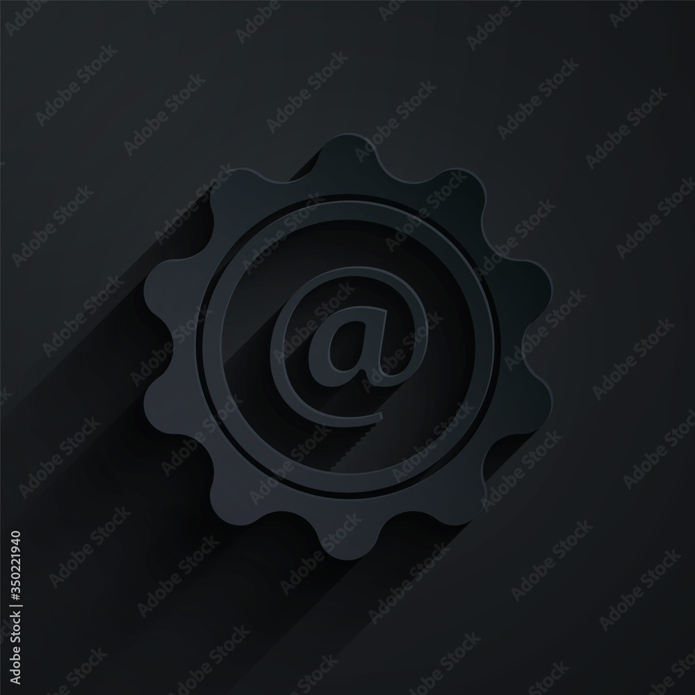 Paper cut Mail and e-mail icon isolated on black background. Envelope symbol e-mail. Email message s