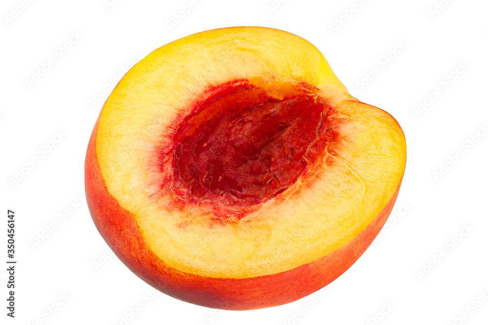 Ripe nectarine fruit on white