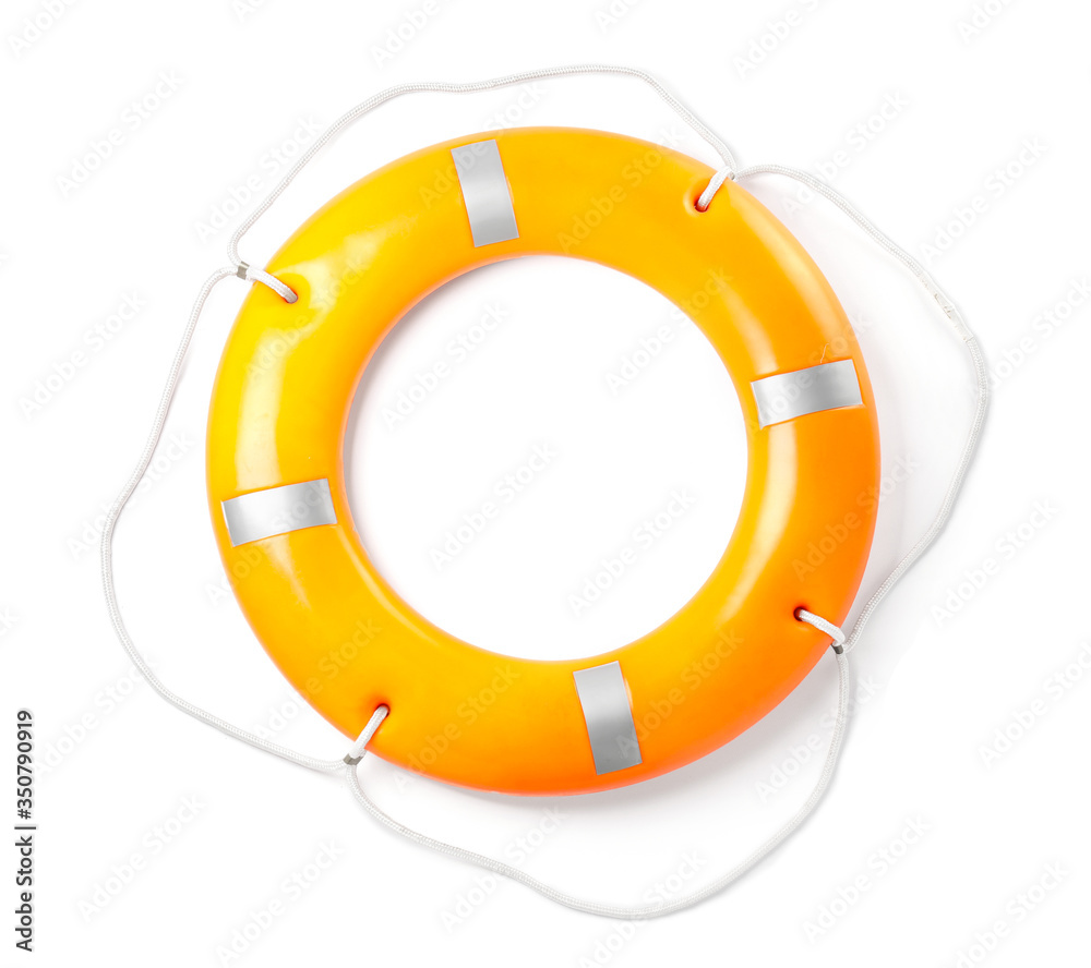 Lifebuoy ring on white background