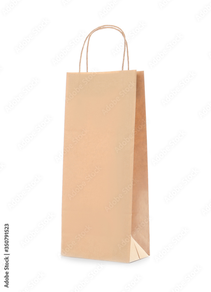 Paper shopping bag on white background