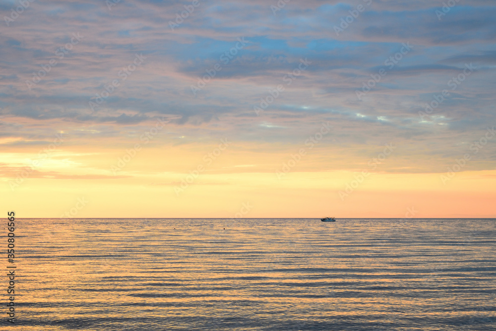 Cloudy sunset over the sea at Therma beach – Samothraki island, Greece, Aegean sea