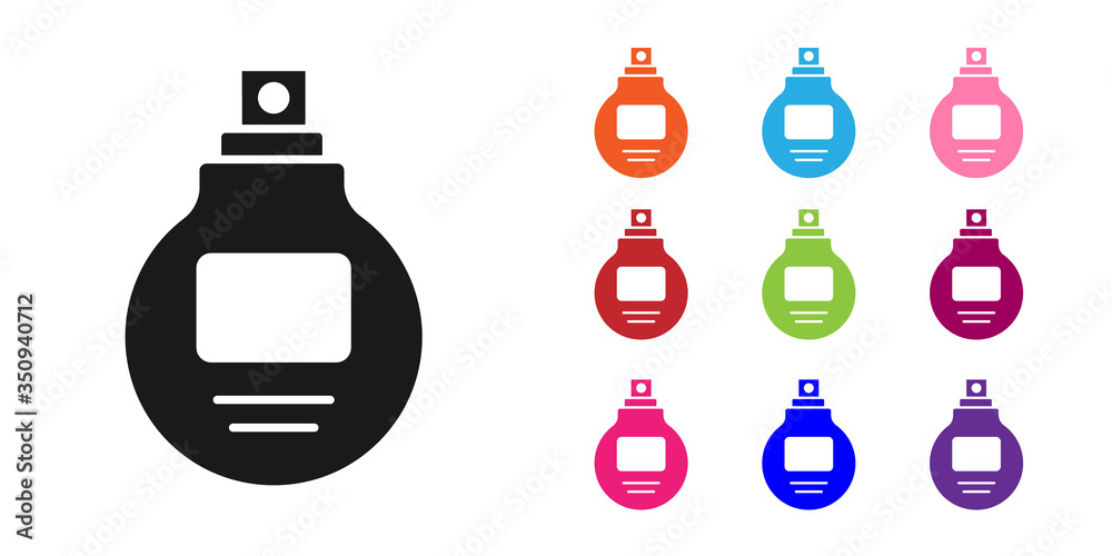 Black Perfume icon isolated on white background. Set icons colorful