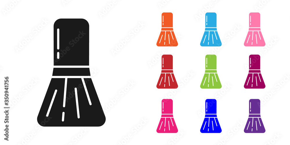 黑色化妆刷图标隔离在白色背景上。将图标设置为彩色