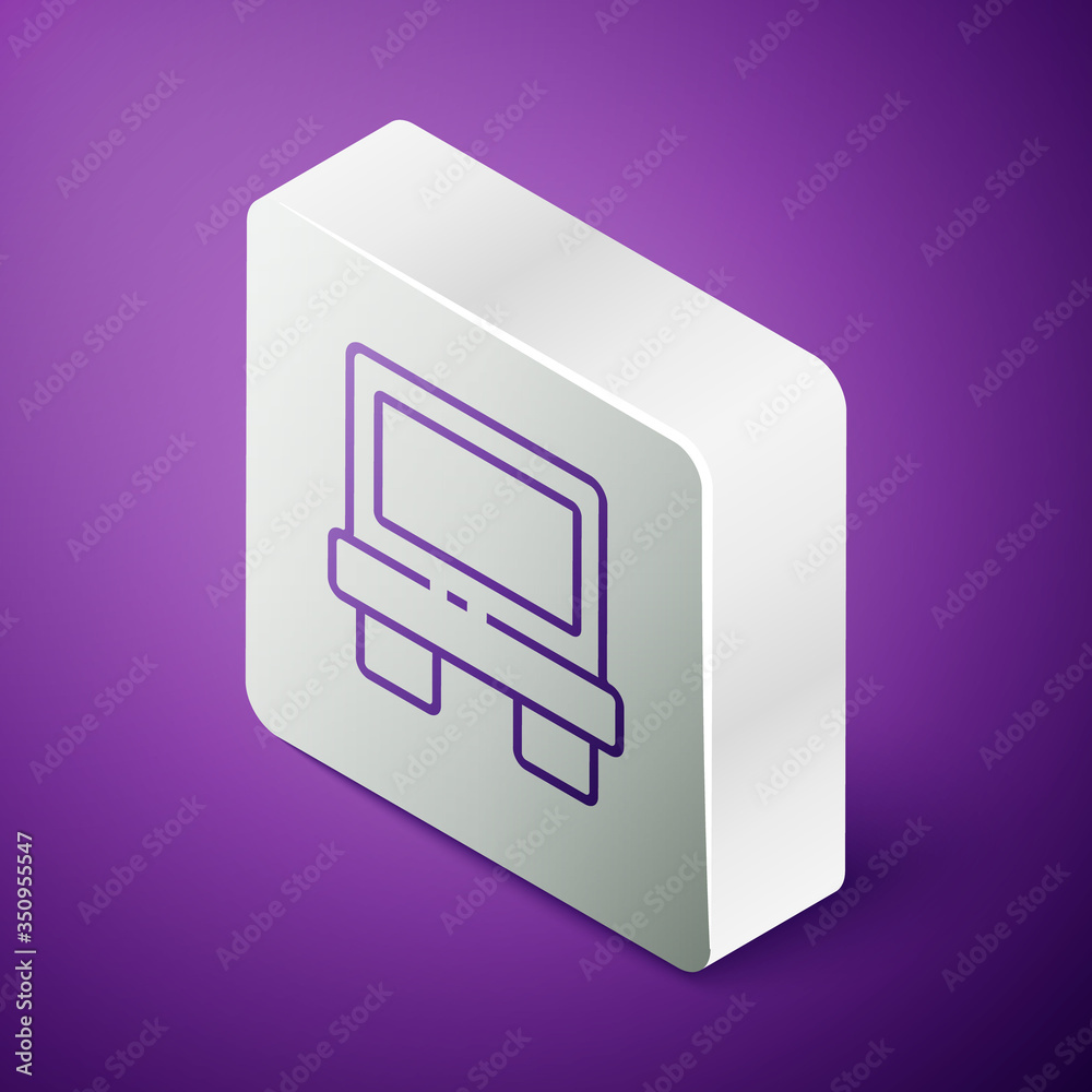 Isometric line Fuse of electrical protection component icon isolated on purple background. Melting b