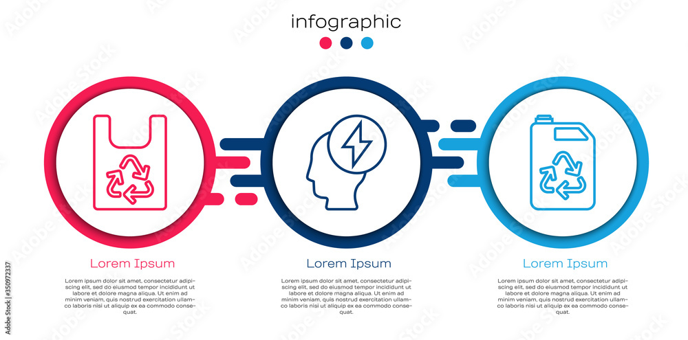带回收、头部和电气符号以及环保燃料罐的成套塑料袋。商业信息图