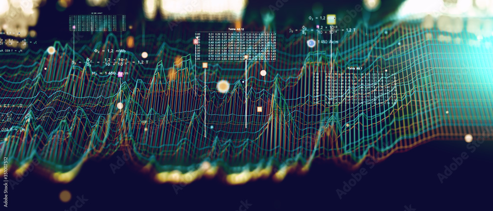 Fondo de tecnología y ciencia. Ingeniería informática y concepto de cadena de bloques. Grandes datos