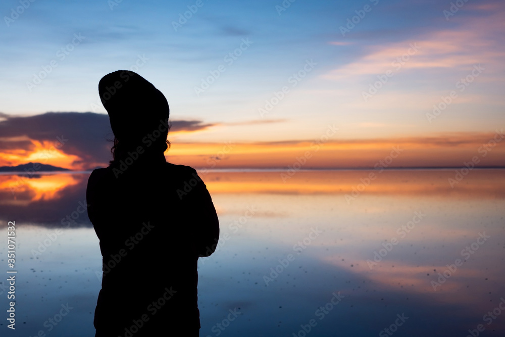 ウユニ塩湖　夕日