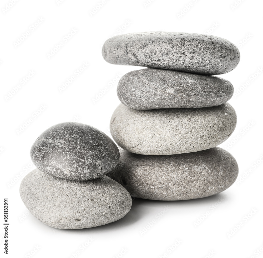 Spa stones on white background