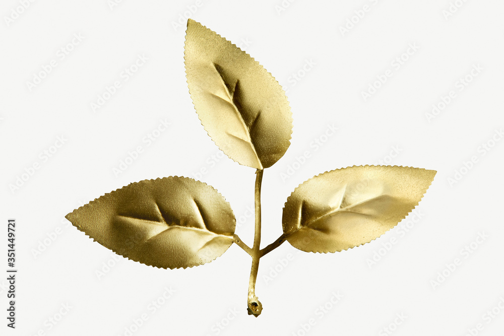 Shiny golden leaf on isolated on background mockup