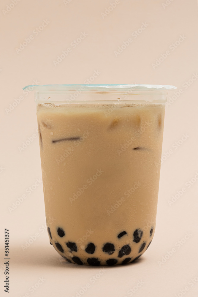 Bubble milk tea in a plastic cup