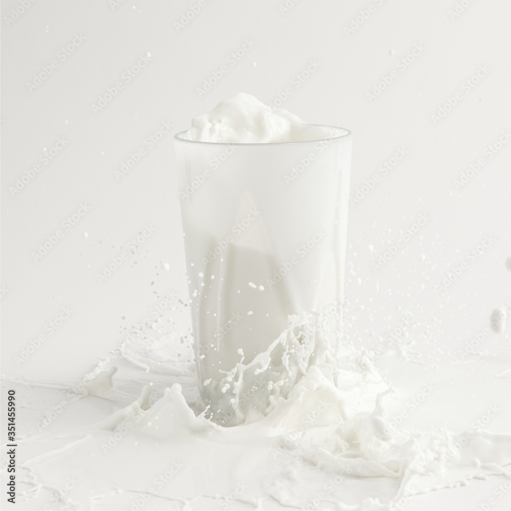 Fresh milk splashing from a glass