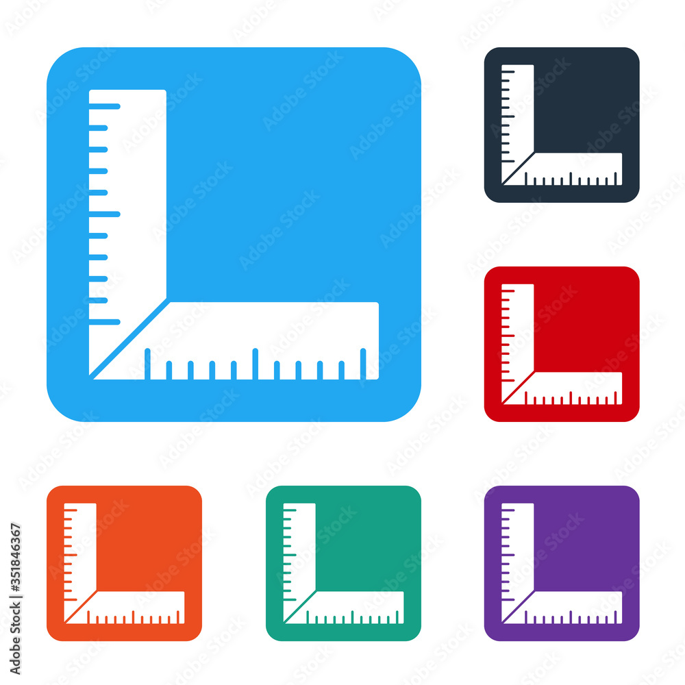 白色角尺图标隔离在白色背景上。Setsquare，角尺，木工，测量u